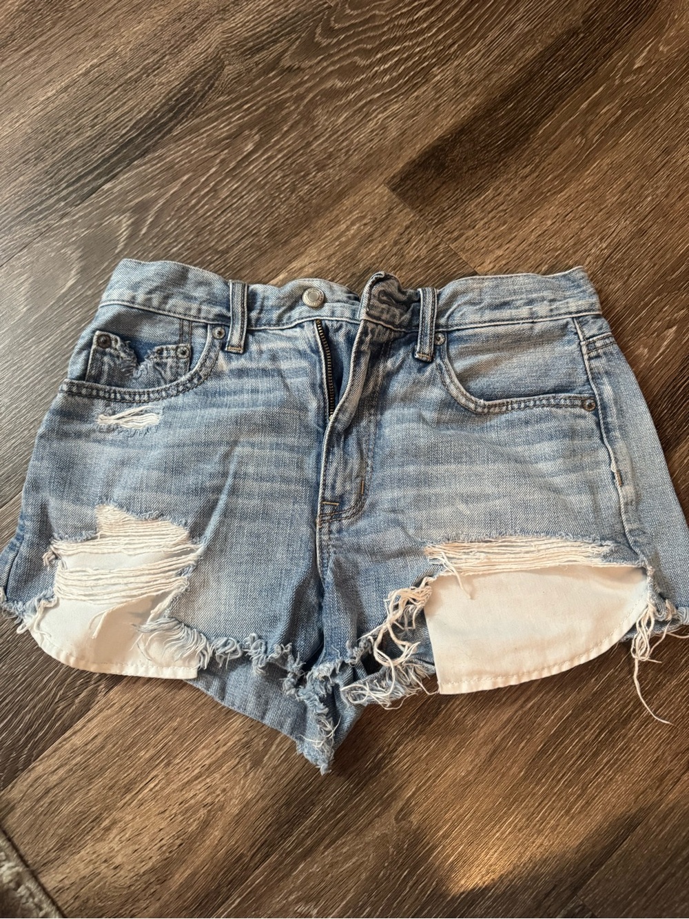 American Eagle Outfitters Light Wash Ripped Denim Shorts